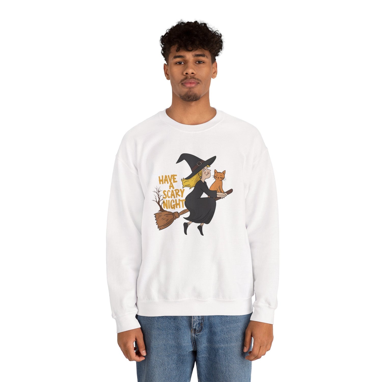 Halloween Witch Sweatshirt, Cozy Crewneck, Unisex Sweater, Spooky Season Apparel, Scary Night Gift, Fall Fashion Printify