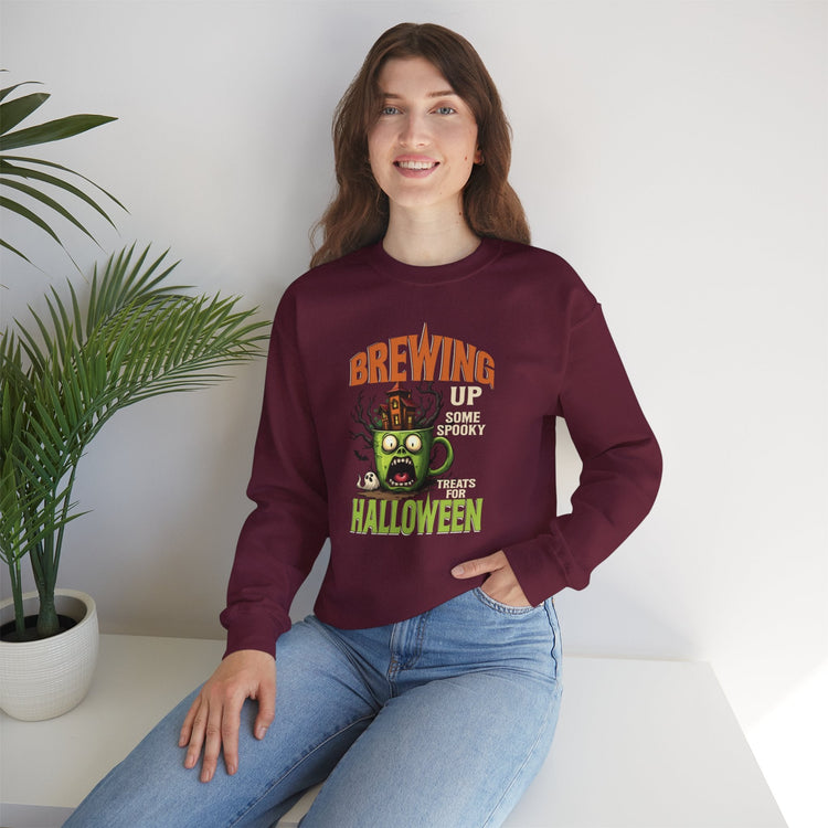 Skull Floral Crewneck Sweatshirt, Unisex Pullover Sweater, Halloween Apparel, Cozy Gift, Trendy Streetwear Printify