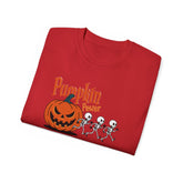 Halloween Skeleton Pumpkin Tee, Spooky Graphic Shirt, Unisex Fall Fashion, Halloween Costume Top, Fun October Apparel Printify