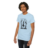Whimsical Forest Silhouette Tee, Unisex Heavy Cotton T-Shirt, Fall Fashion, Halloween Shirt, Nature Lover Gift Printify