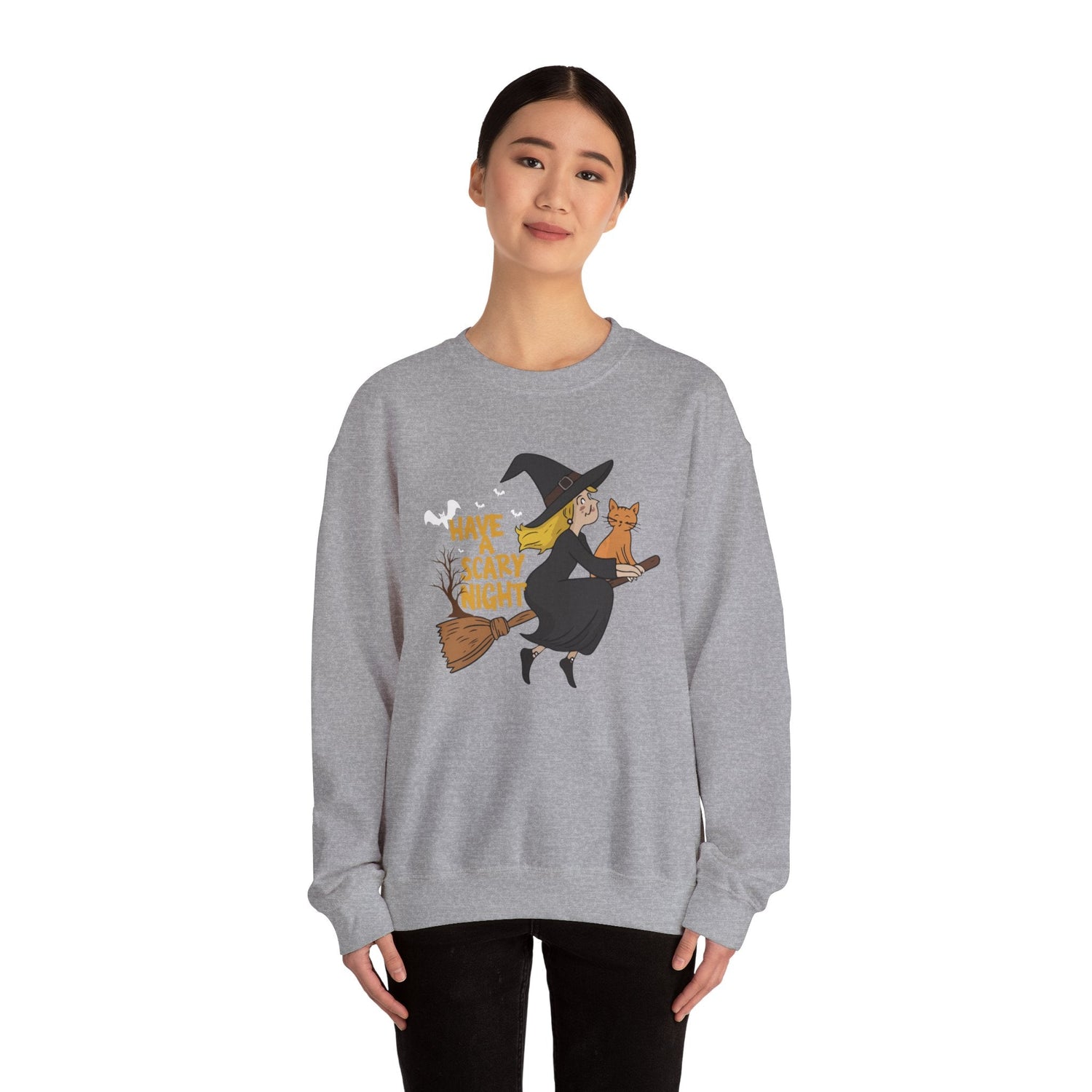 Halloween Witch Sweatshirt, Cozy Crewneck, Unisex Sweater, Spooky Season Apparel, Scary Night Gift, Fall Fashion Printify