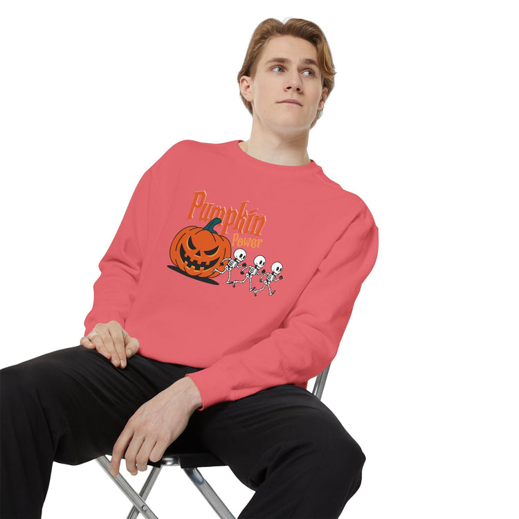 Pumpkin Skeleton Sweatshirt, Cozy Fall Apparel, Halloween Gift, Unisex Sweatshirt, Autumn Fashion Printify
