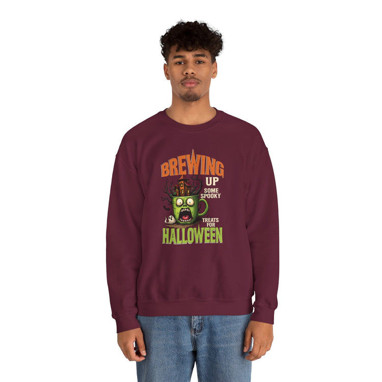 Skull Floral Crewneck Sweatshirt, Unisex Pullover Sweater, Halloween Apparel, Cozy Gift, Trendy Streetwear Printify