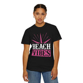 Beach Vibes Unisex Garment-Dyed T-Shirt, Summer Tee, Beachwear, Vacation Shirt, Gift for Surf Lovers, Casual Everyday Style Printify