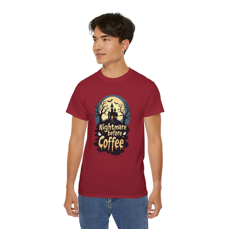 Nightmare Before Coffee Tee, Halloween T-Shirt, Coffee Lover Gift, Spooky Shirt, Unisex Graphic Tee, Autumn Apparel Printify