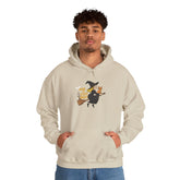 Halloween Witch and Cat Hoodie, Cozy Fall Sweatshirt, Scary Night Apparel, Unisex Ghostly Sweatshirt, Cute Halloween Gift Printify