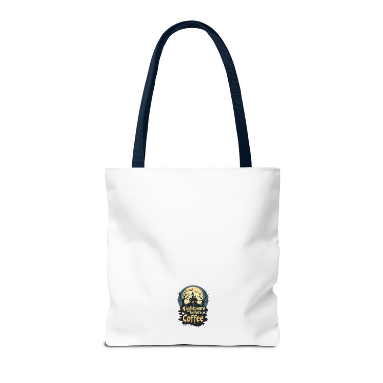 Nightmare Before Coffee Tote Bag, Halloween Tote, Spooky Drink Carrier, Gift for Coffee Lovers, AOP Design Bag Printify