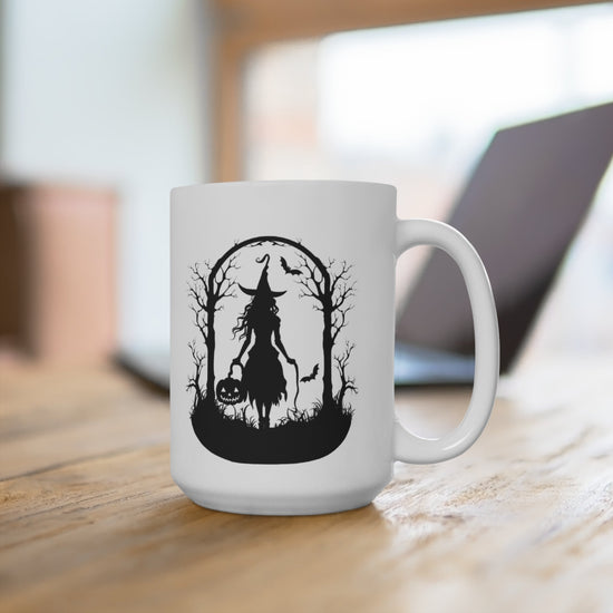 Spooky Witch Mug, Halloween Coffee Cup, Witch Decor, Autumn Memento, Gift for Her, 15oz Ceramic Mug Printify
