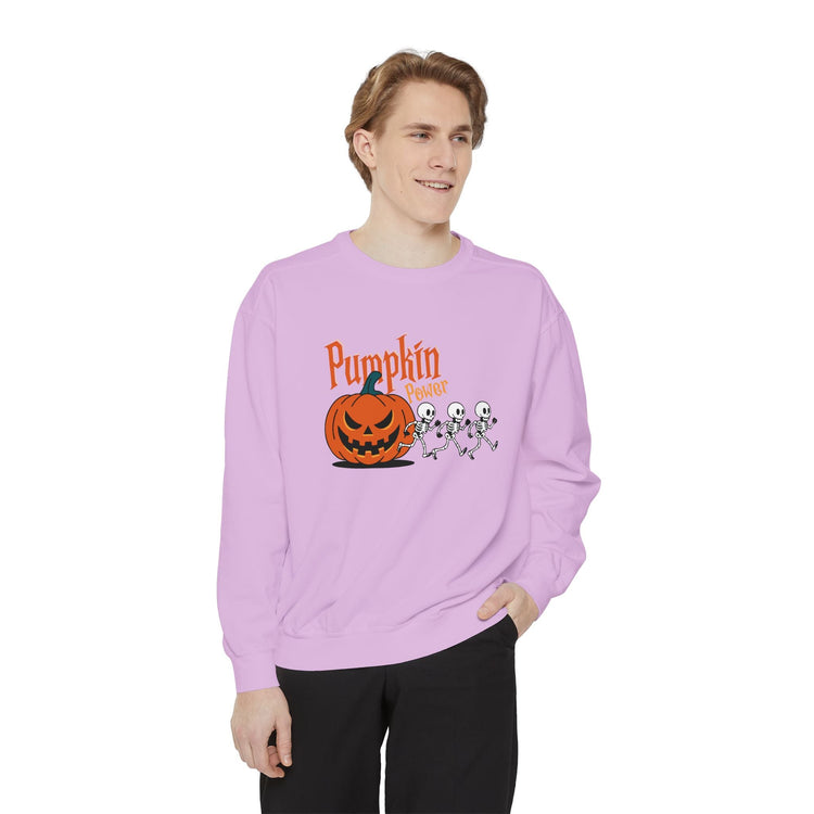 Pumpkin Skeleton Sweatshirt, Cozy Fall Apparel, Halloween Gift, Unisex Sweatshirt, Autumn Fashion Printify