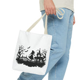 Spooky Silhouette Tote Bag - Halloween Gift, Witchy Style, Eco-Friendly Shopping, Causal Carryall, Gothic Art Design Printify