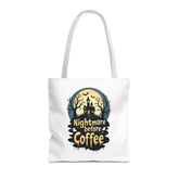 Nightmare Before Coffee Tote Bag, Halloween Tote, Spooky Drink Carrier, Gift for Coffee Lovers, AOP Design Bag Printify