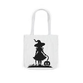 Halloween Witch Canvas Tote Bag, Spooky Treat Bag, Autumn Market Tote, Trick-or-Treat Bag, Gift for Witches, Seasonal Accessories Printify
