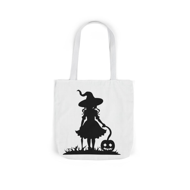 Halloween Witch Canvas Tote Bag, Spooky Treat Bag, Autumn Market Tote, Trick-or-Treat Bag, Gift for Witches, Seasonal Accessories Printify