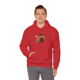 Halloween Witch and Cat Hoodie, Cozy Fall Sweatshirt, Scary Night Apparel, Unisex Ghostly Sweatshirt, Cute Halloween Gift Printify
