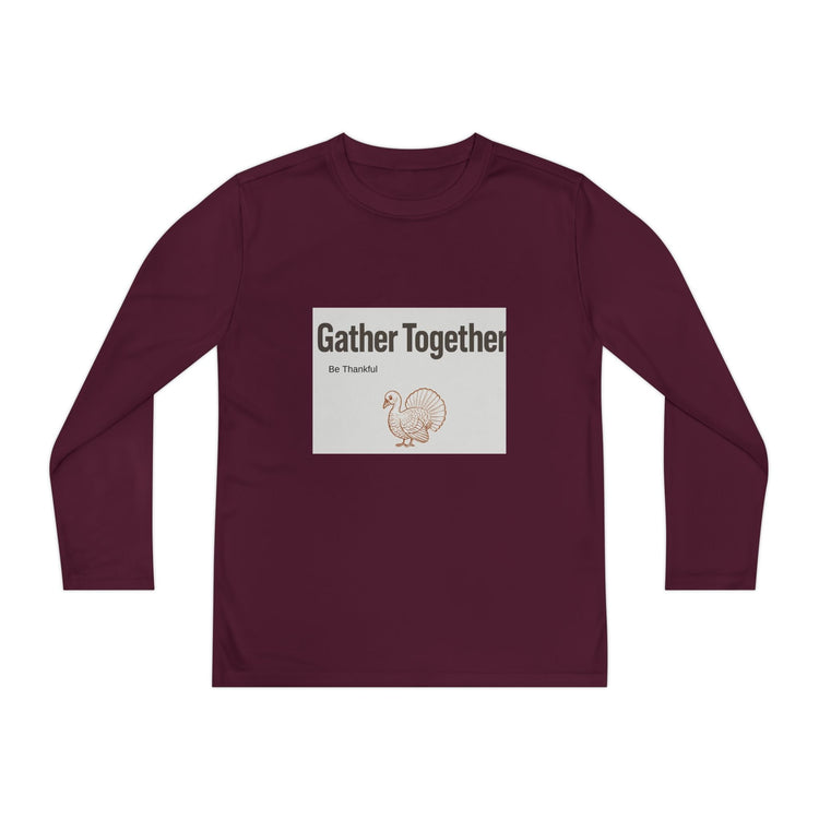 Thanksgiving Youth Long Sleeve Tee, Gather Together Shirt, Kids Long Sleeve Shirt, Family Celebration Apparel, Holiday Gift Printify