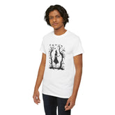 Whimsical Forest Silhouette Tee, Unisex Heavy Cotton T-Shirt, Fall Fashion, Halloween Shirt, Nature Lover Gift Printify