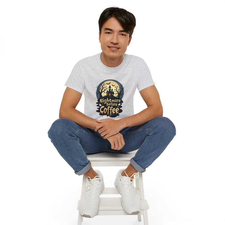 Nightmare Before Coffee Tee, Halloween T-Shirt, Coffee Lover Gift, Spooky Shirt, Unisex Graphic Tee, Autumn Apparel Printify