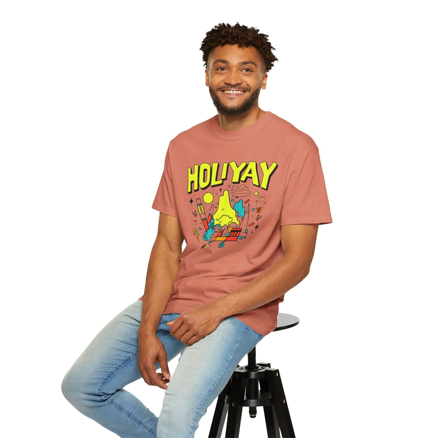 Holi-Yay Graphic T-Shirt, Fun Summer Tee, Unique Gift, Casual Wear, Birthday, Holiday Celebration, Unisex Apparel Printify