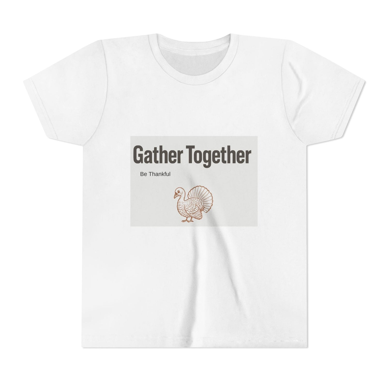 Gather Together Youth Tee - Thankful Thanksgiving Shirt, Kids Holiday T-Shirt, Family Gathering Outfit, Cute Fall Apparel, Youth [...] Printify