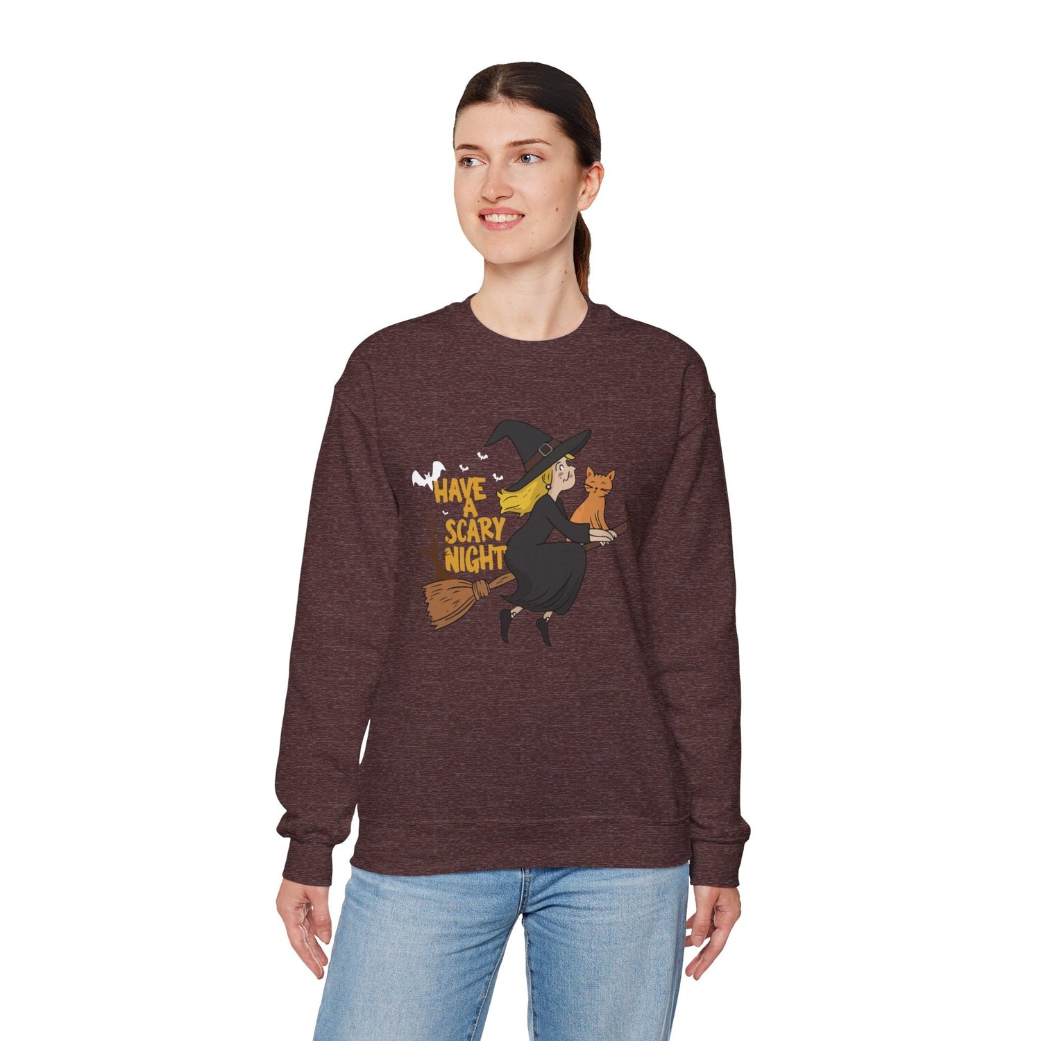 Halloween Witch Sweatshirt, Cozy Crewneck, Unisex Sweater, Spooky Season Apparel, Scary Night Gift, Fall Fashion Printify