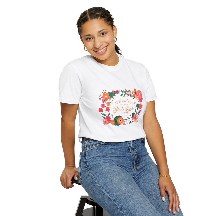 Floral Thank You T-Shirt, Comfortable Gift Tee, Unisex Floral Tee, Casual Style Shirt, Appreciation Day Gift, Everyday Wear Printify